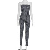 Polka Dots Print Wrap Chest Jumpsuit MXBF-J25JP298