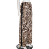 Leopard Print Patchwork Casual Straight Pants MXBF-J25PT275