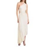 Single Shoulder Slash Neck Pleated Long Dress GTJR-RC3162