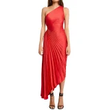 Single Shoulder Slash Neck Pleated Long Dress GTJR-RC3162