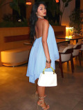 Mesh Tie Up Halterneck Losoe Mini Dress GKLK-D5519019Y