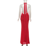 Solid Color Sleeveless Backless Maxi Dress GZJQ-K25D82796