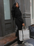 Plus Size Zipper  Hooded Wide Leg Pants Suit NY-3766