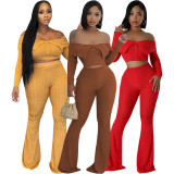 One Shoulder Long Sleeve Wide Leg Pant Suit HNIF-M3246