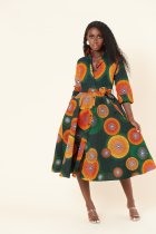 Print Long Sleeve Midi Dress XHXF-YS904