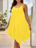 Plus Size Loose Solid Color Sling Casual Dress GAWE-TB5960