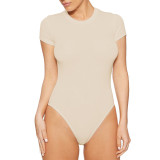 Short Sleeve Solid Color Skinny Bodysuit GZJF-ZJ1203
