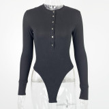 Long Sleeve Rib Solid Bodysuit GZJF-ZJ1207