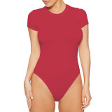 Short Sleeve Solid Color Skinny Bodysuit GZJF-ZJ1203