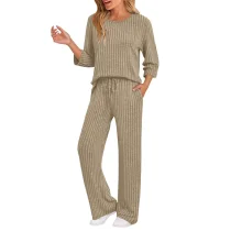 Long Sleeve Solid Color Two Piece Pants Set GYZY-6681