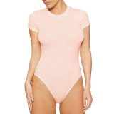 Short Sleeve Solid Color Skinny Bodysuit GZJF-ZJ1203