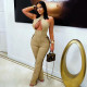 Gross Halterneck Denim Bandage Jumpsuit YRST-T182