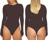 Long Sleeve Solid Color Skinny Bodysuit GZJF-ZJ1202