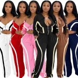 Color Block Loose Sport Two Piece Pants Set GFDY-1361