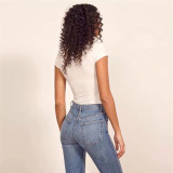 Solid Color Short Sleeve Bodysuit GZJF-ZJ2217