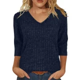 Long Sleeve V Neck T Shirt GYZY-6683