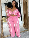 Color Block Loose Sport Two Piece Pants Set GFDY-1361
