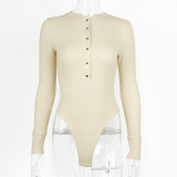 Long Sleeve Rib Solid Bodysuit GZJF-ZJ1207