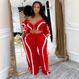 Color Block Loose Sport Two Piece Pants Set GFDY-1361