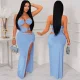 Hollow Out Patchwork High Split Maxi Dress GZIY-6200