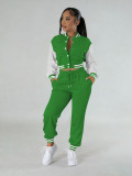 Color Block Long Sleeve Sport Two Piece Pants Set FENF-6007