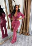 Long Sleeve Patchwork Two Piece Pants Set NYF-8199