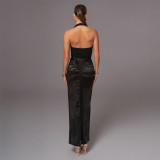 Halterneck Backless Solid Color Tank Tops GZIY-6116