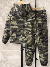 Kids Canouflage Print Hooded Sweatshirt Pants Suit GYMF-167