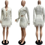 Knits Tassel Tie Up Two Piece Skirt Set CM-9533