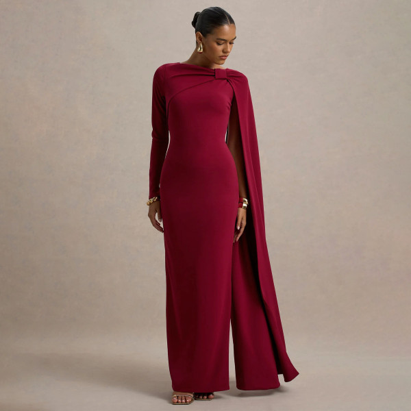 One-Shoulder Ribbon Long-Sleeve Maxi Dress YF-10897