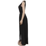 Solid Color Tie Up Loose Two Piece Pant Set BY-7538