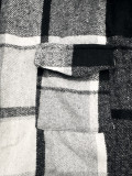 Plaid Print Long Sleeve Long Coats YH-5339