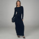 Long Sleeve Backless Maxi Dress GAXB-D316DS