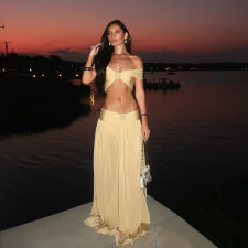 Sexy Wrap Chest Tops Long Skirt Two Piece Set DLSF-K25S80528