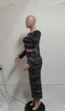 Fashion Long Sleeve Knits Two Piece Skirts Set QXTF-8512