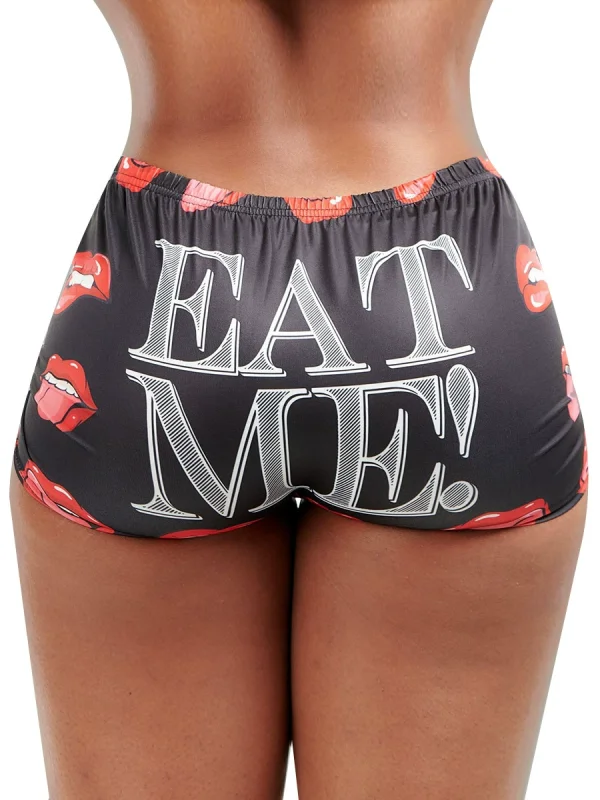 Letter Print Tight Short QYMF-3057
