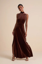 Solid Color Sleeveless Split Maxi Dress XHXF-470