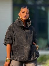 Plus Size Solid Color Hooded Loose Sweatshirt GYLN-0011