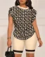 Plus Size Letter Print Short Sleeve Short Suit GSRX-9043