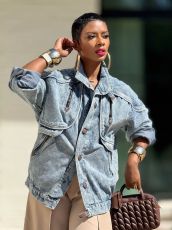 Plus Size Fashion Washed Denim Coats GYLN-0048