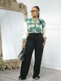 Plaid Print Thickened Patchwork PU Leather Jacket CM-9535