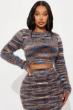 Fashion Long Sleeve Knits Two Piece Skirts Set QXTF-8512