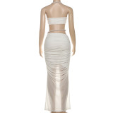 Pearl Halterneck Tops Long Skirt Mesh Set XEF-K25D81951
