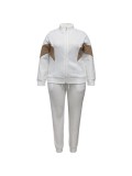Plus Size Fleece Thickened High-Neck Jacket Sports Pants Set  GWSF-T730349850