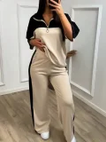 Color Block Sport Two Piece Pants Set GWSF-T454743417