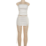 Solid Color Tube Top Bandage Two Piece Skirt Set DLSF-K25S80945