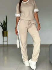 Casual Sport Patchwork Two Piece Pants Set GWSF-T8309218435
