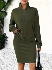 Plus Size Long Sleeve Knits Two Piece Skirt Set GAWE-6712