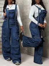 Fashion Denim Loose Overalls Jumpsuit LX-3585
