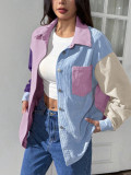 Plus Size Color Block Loose Shirt GAWE-6709